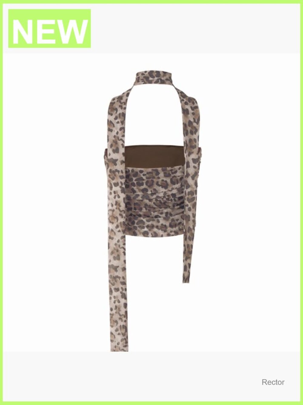 Leopard Print Tube Top Ruched Strapless Mesh Halter Crop Top Party - Picture 6 of 7